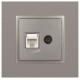 Розетка Elegance 14-3110-16 RJ45+TV, титан  Б0065768  ЭРА