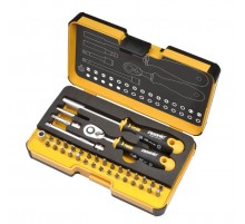 Набор бит с трещоткой и отвертка с держателем бит ERGONIC в кейсе, 36 шт  05783606  Felo