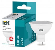 Лампа светодиодная LED 5Вт GU5.3 220В 4000К MR16 софит  LLE-MR16-5-230-40-GU5  IEK