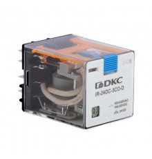 Одиночное реле, 3 перекидных контакта, 24 В DC, до 16 А  IR-24DC-3CO-D  DKC