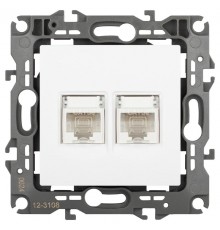 Розетка ЭРА Серия 12 12-3108-01М информационная двойная 2XRJ45, белый матовый   Б0065686  ЭРА