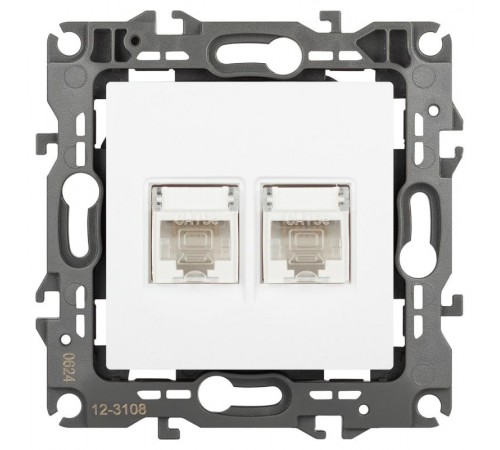 Розетка ЭРА Серия 12 12-3108-01М информационная двойная 2XRJ45, белый матовый   Б0065686  ЭРА