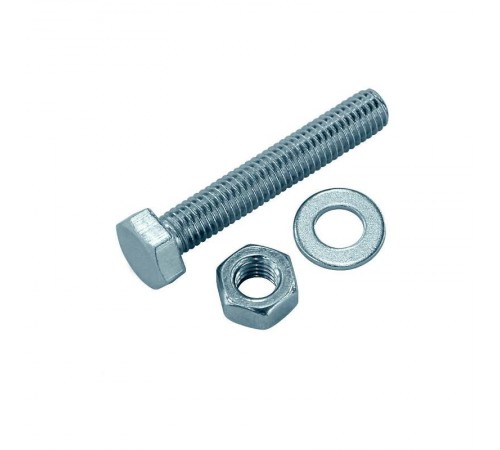 Болт DIN933 8.8 с шестигранной головкой оцинк. М12х70 + гайка + шайба (2 шт) - пакет ( 0,18 кг)  136925  Tech-KREP