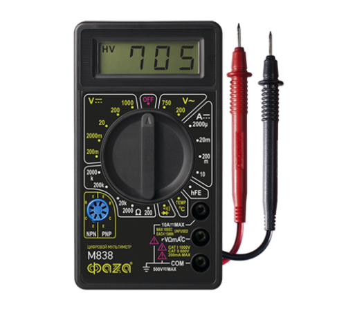 Мультиметр цифровой M838  5000452  ФАZА