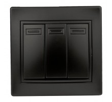 Выключатель Intro Plano 1-106-05 тройной, 10А-250В, IP20, СУ, антрацит  Б0053795  Intro