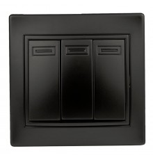 Выключатель Intro Plano 1-106-05 тройной, 10А-250В, IP20, СУ, антрацит  Б0053795  Intro