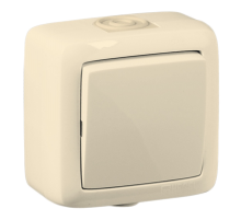 Выключатель открытой установки, одноклавишный, брызгозащищенный, цвет слоновая кость  ВА16-211-01  HEGEL