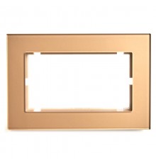 Рамка  2-местная (без перемычки), стекло, серия Катрин, GFR00-7012-08, золото  49042  STEKKER