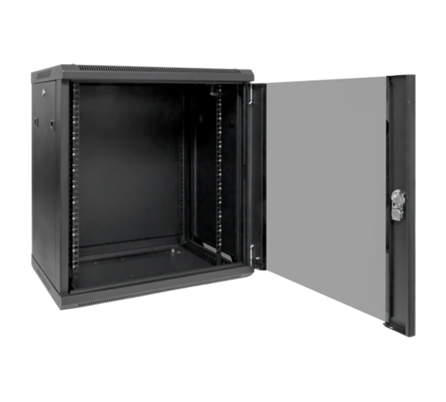Шкаф настенный 19" TERACOM PRO 12U 600х600 мм дверь стеклянная с замком-ручкой чёрныйTRP-WLL-1266-40BEKF