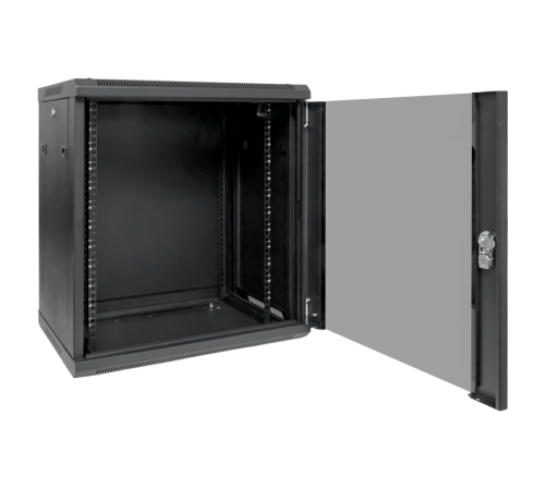 Шкаф настенный 19" TERACOM PRO 12U 600х600 мм дверь стеклянная с замком-ручкой чёрныйTRP-WLL-1266-40BEKF