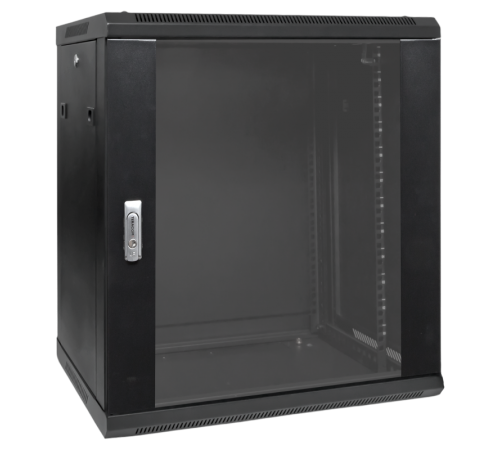 Шкаф настенный 19" TERACOM PRO 12U 600х600 мм дверь стеклянная с замком-ручкой чёрныйTRP-WLL-1266-40BEKF