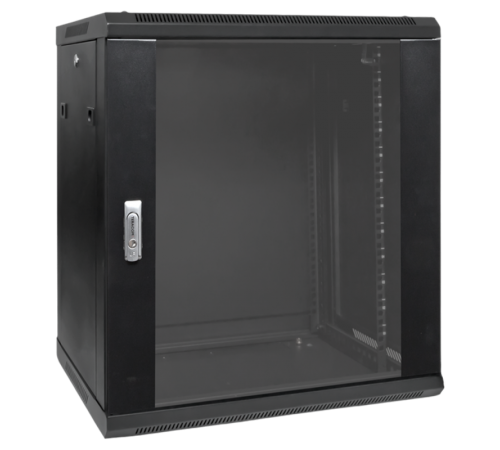 Шкаф настенный 19" TERACOM PRO 12U 600х600 мм дверь стеклянная с замком-ручкой чёрныйTRP-WLL-1266-40BEKF