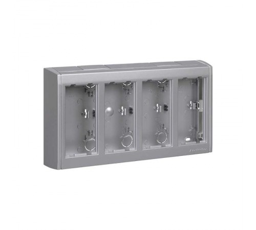 Simon Connect Блок настенный на 4 S-модуля Сима Про, поверхностный монтаж, алюминий  SBC400-8  Simon