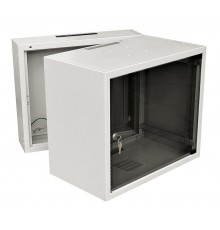 Шкаф настенный WZ-3505-01-01-011 (19"),серия SD2,6U,337x600х500,трехсекционный,со стекл.дв.ю,сер. (RAL 7035) (SD-106) собр.  15707  Zpas