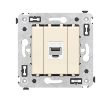 Компьютерная розетка RJ-45 без шторки в стену, кат.5е одинарная, "Avanti", "Ванильная дымка"  4405663  DKC