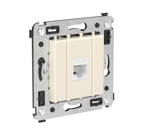 Компьютерная розетка RJ-45 без шторки в стену, кат.5е одинарная, "Avanti", "Ванильная дымка"  4405663  DKC