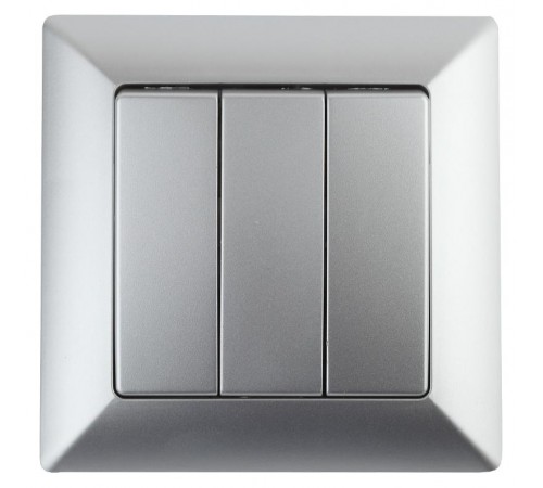 4-106-03 Intro Выключатель тройной, 10А-250В, СУ, Solo, алюминий  Б0043300  Intro