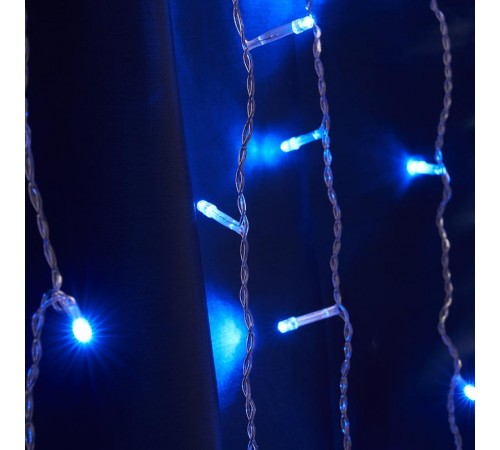 Гирлянда - занавес CL19  204 диодов  синий , 2*1,5м + 3м IP44 прозрачный шнур  32330  FERON