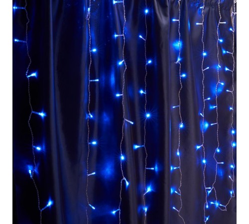 Гирлянда - занавес CL19  204 диодов  синий , 2*1,5м + 3м IP44 прозрачный шнур  32330  FERON