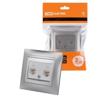 Розетка компьютерная двойная RJ45 металлик "Лама"  SQ1815-0265  TDM