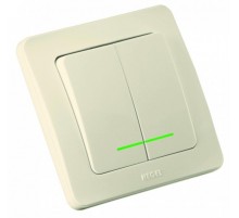 Выключатель скрытой установки, двухклавишный, с индикацией, цвет слоновая кость  ВС16-352-01  HEGEL