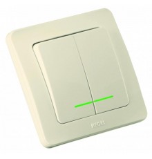 Выключатель скрытой установки, двухклавишный, с индикацией, цвет слоновая кость  ВС10-352-01  HEGEL