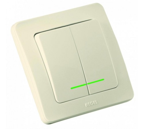 Выключатель скрытой установки, двухклавишный, с индикацией, цвет слоновая кость  ВС16-352-01  HEGEL
