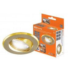 Светильник точечный встраиваемый под лампу поворотный СВ 02-03 MR16 50Вт G5.3 матовый никель/золото  SQ0359-0009  TDM