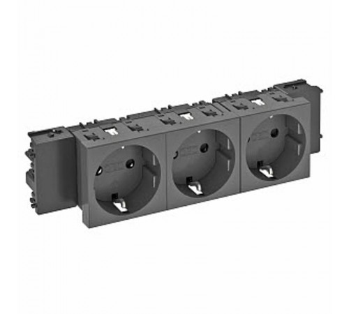 Розетка тройная 0° Modul45connect с з/к, 250 В, 16A (черный) (STD-D0C SWGR3)  6120390  OBO Bettermann