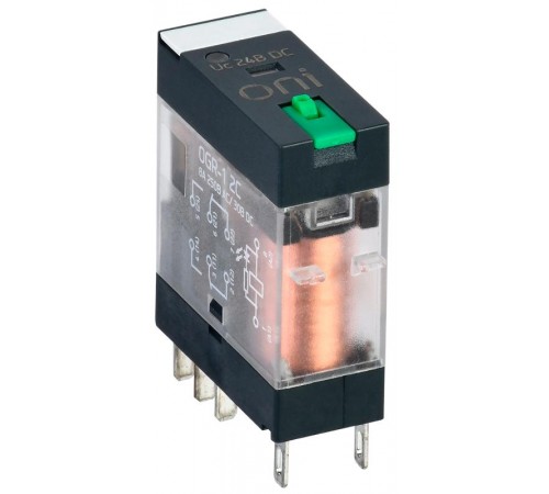 Реле общ. назнач. OGR-1 2C 24В DC с LED и тест. кнопкой ONI  OGR-1-2C-DC24V-L-B  ONI