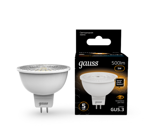 Лампа светодиодная LED 5Вт GU5.3 220В 3000К MR16  101505105  Gauss
