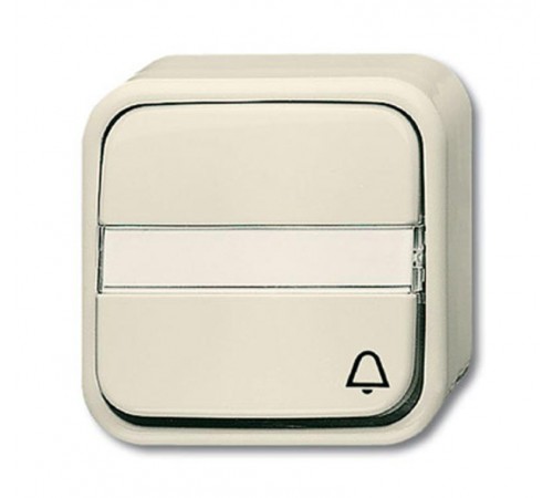 Кнопка 1-ая, 1-полюсная, (НО контакт), с N-клеммой, с символом "ЗВОНОК", серия Busch-Duro 2000 AP, цвет сл. кость  1442-0-0441   2CKA001442A0441  A