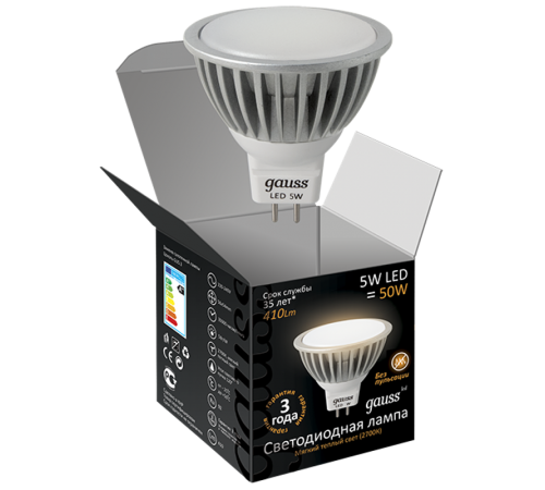 Лампа светодиодная LED 5Вт GU5.3 220В 3000К MR16  101505105  Gauss