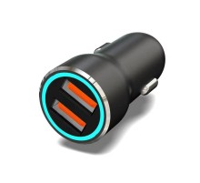 Автомобильное зарядное устройство c двумя портами (USB-A + USB-A) c LED-подсветкой, 12Вт  18-2242-5  REXANT