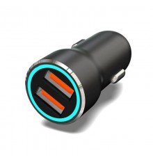 Автомобильное зарядное устройство c двумя портами (USB-A + USB-A) c LED-подсветкой, 12Вт  18-2242-5  REXANT