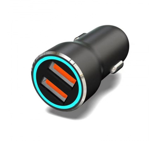 Автомобильное зарядное устройство c двумя портами (USB-A + USB-A) c LED-подсветкой, 12Вт  18-2242-5  REXANT