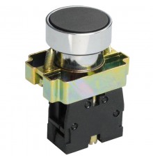 LAY5-ВА21, чёрный, 1НО, цилиндр, хром, без подсветки, d22мм, выключатель кнопочный  (ЭТ)  ET012085  Электротехник