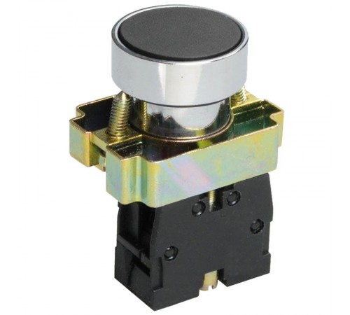 LAY5-ВА21, чёрный, 1НО, цилиндр, хром, без подсветки, d22мм, выключатель кнопочный  (ЭТ)  ET012085  Электротехник