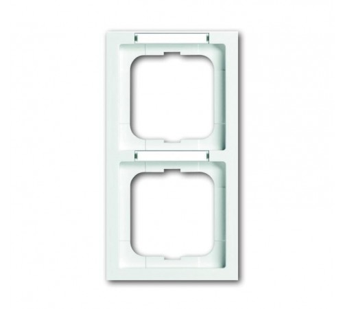 Рамка 2-постовая, с полем для надписи и шильдиком, вертикальная, серия future linear, цвет davos/альпийский белый  1754-0-4365   2CKA001754A4365  A