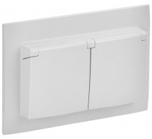 SKANDY Розетка 2-местная с кр. 16А в сб IP44 SK-R12W арктический белый  SK-R26-16-44-K01-F  IEK