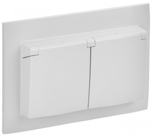 SKANDY Розетка 2-местная с кр. 16А в сб IP44 SK-R12W арктический белый  SK-R26-16-44-K01-F  IEK