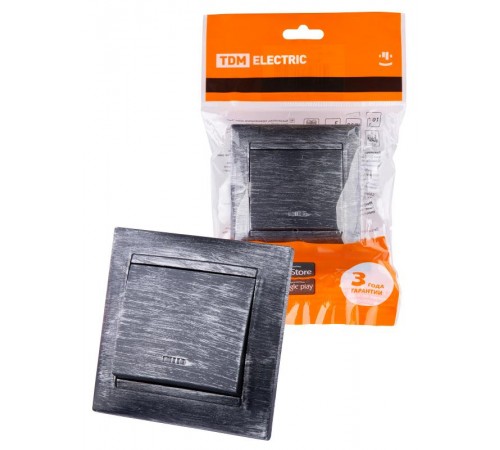 Выключатель 1 кл. с подсветкой 10А старинное серебро "Лама"  SQ1815-0646  TDM