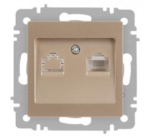 Розетка Intro Accent 6-303-04 информационная RJ45, IP20, СУ, шампань  Б0063632  Intro