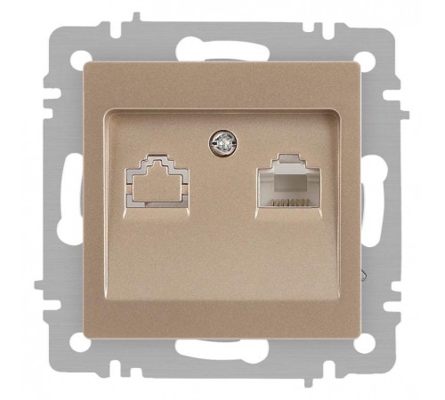 Розетка Intro Accent 6-303-04 информационная RJ45, IP20, СУ, шампань  Б0063632  Intro