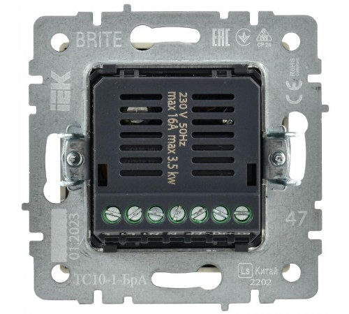 BRITE Термостат электронный с индикацией ТС10-1-БрА алюминий  BR-RT11-K47  IEK