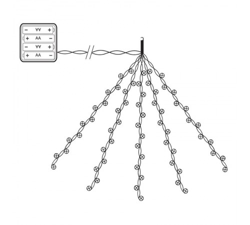 Гирлянда на елку, 200 диодов  мульти, CL53   10 веток* 20 лампочек, 2м + 1м шнур, IP20  32986  FERON