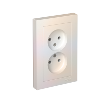 AtlasDesign Жемчуг Розетка без заземления двойная, 16А, (в сборе с рамкой)  ATN000420  SE