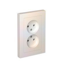 AtlasDesign Жемчуг Розетка без заземления двойная, 16А, (в сборе с рамкой)  ATN000420  SE