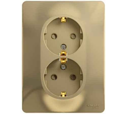 Glossa Титан Розетка 2-я с заземлением со шторками (в сборе с рамкой)  GSL000426  SE