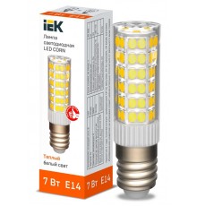 Лампа светодиодная CORN капсула 7Вт 230В 3000К керамика E14 IEK  LLE-CORN-7-230-30-E14  IEK